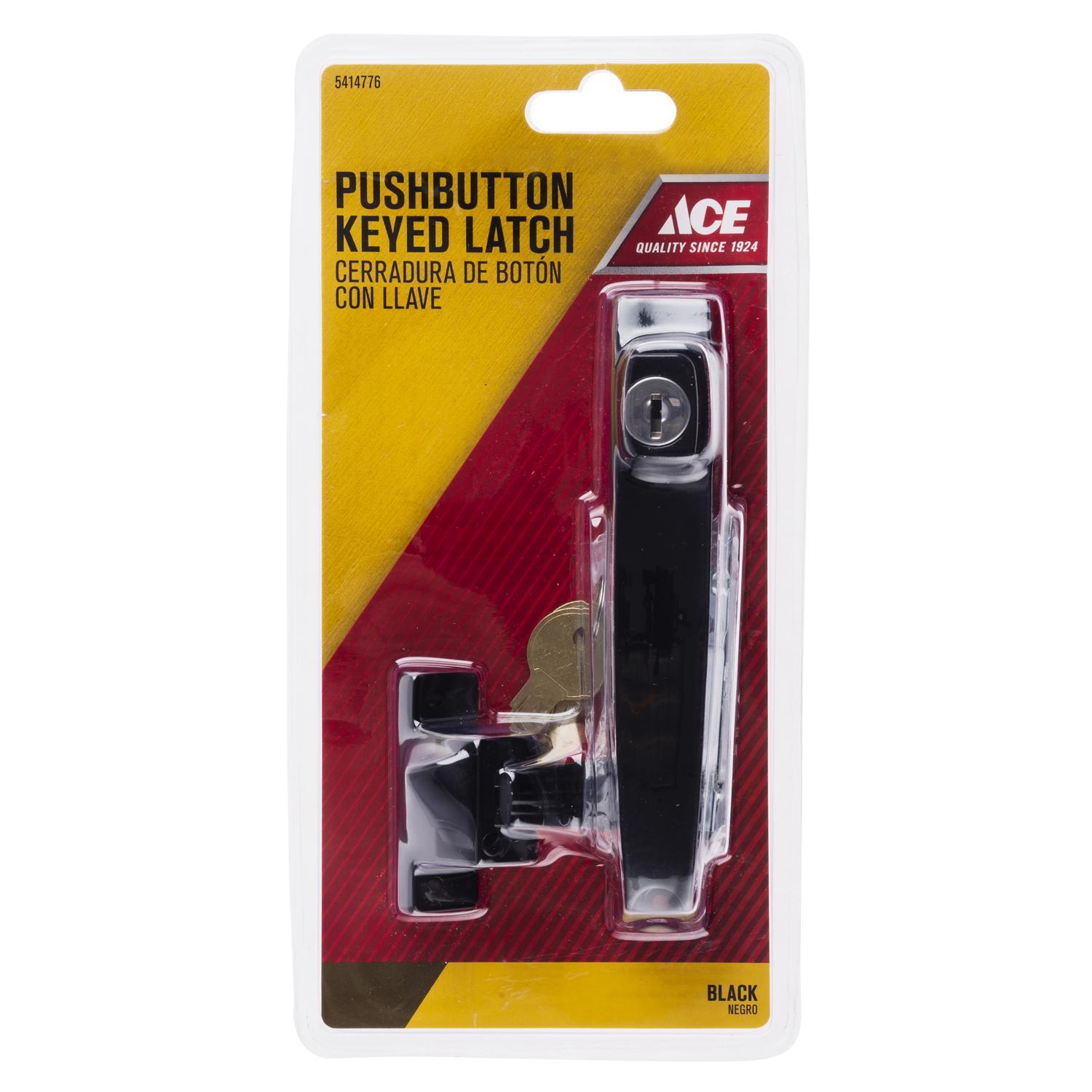 Ace Bare Black Steel Push Button Keyed Latch 1 pk