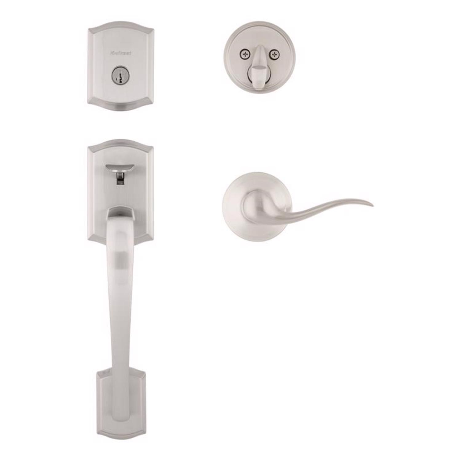 Kwikset Prescott Satin Nickel Entry Handleset 1-3/4 in.