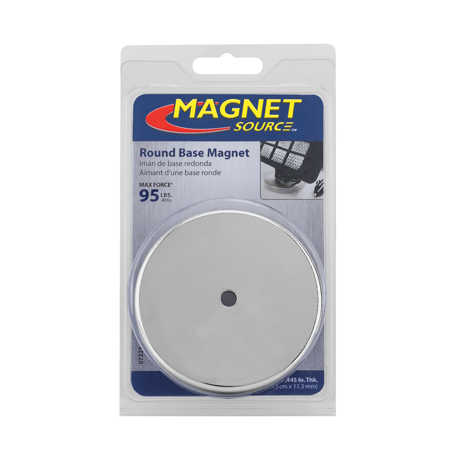 Magnet Source .44 in. L X 3.2 in. W Silver Round Base Magnet 95 lb. pull 1 pc