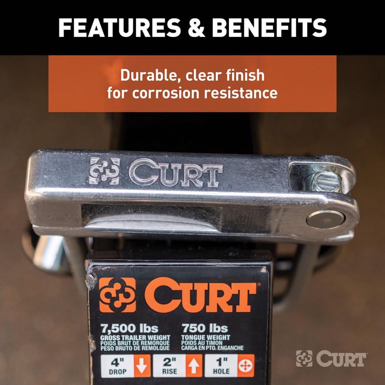 CURT 4.8"H x 0.80"W x 4.5"L Anti-Rattle Hitch Clamp
