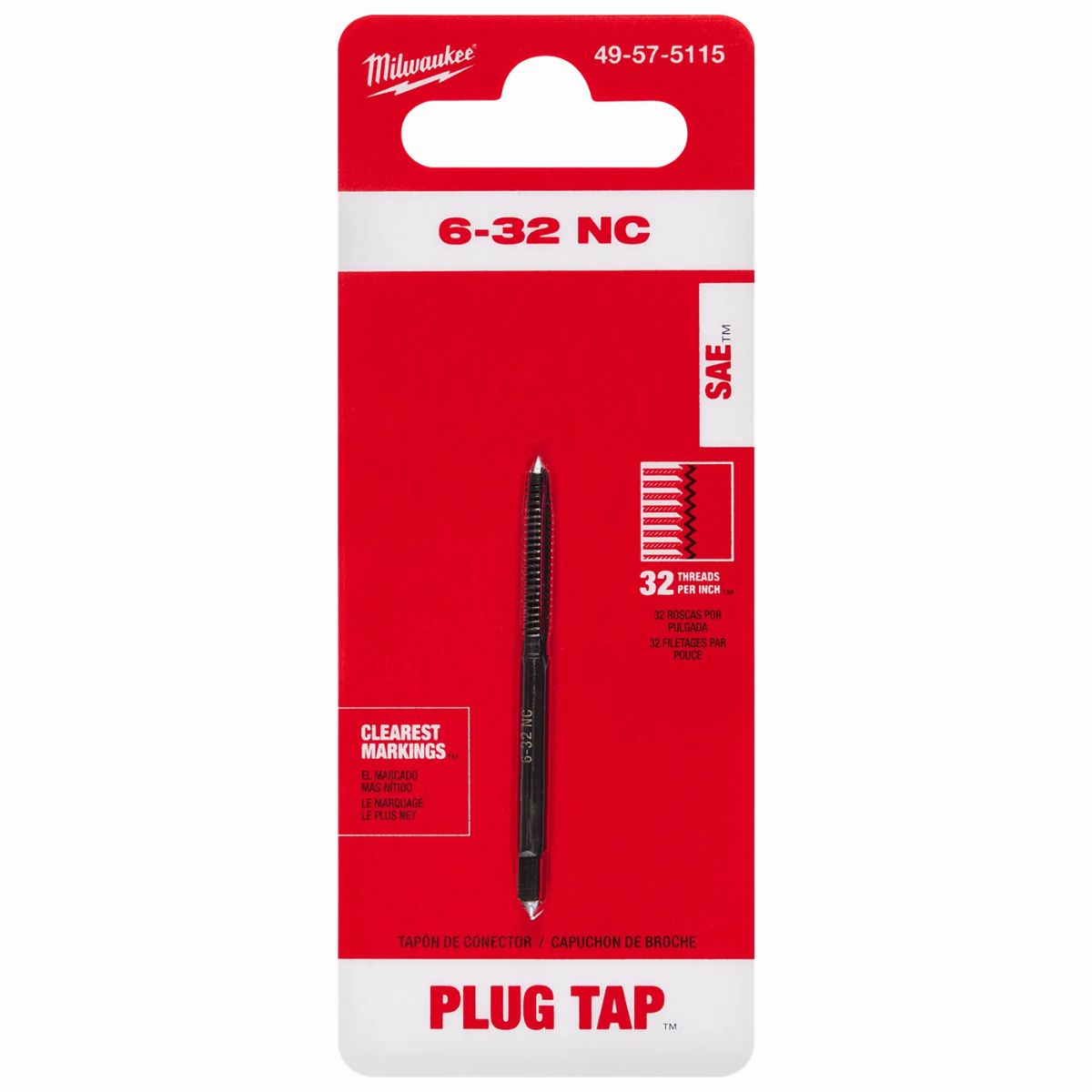 Milwaukee 6-32 NC Straight Flute Plug Tap
