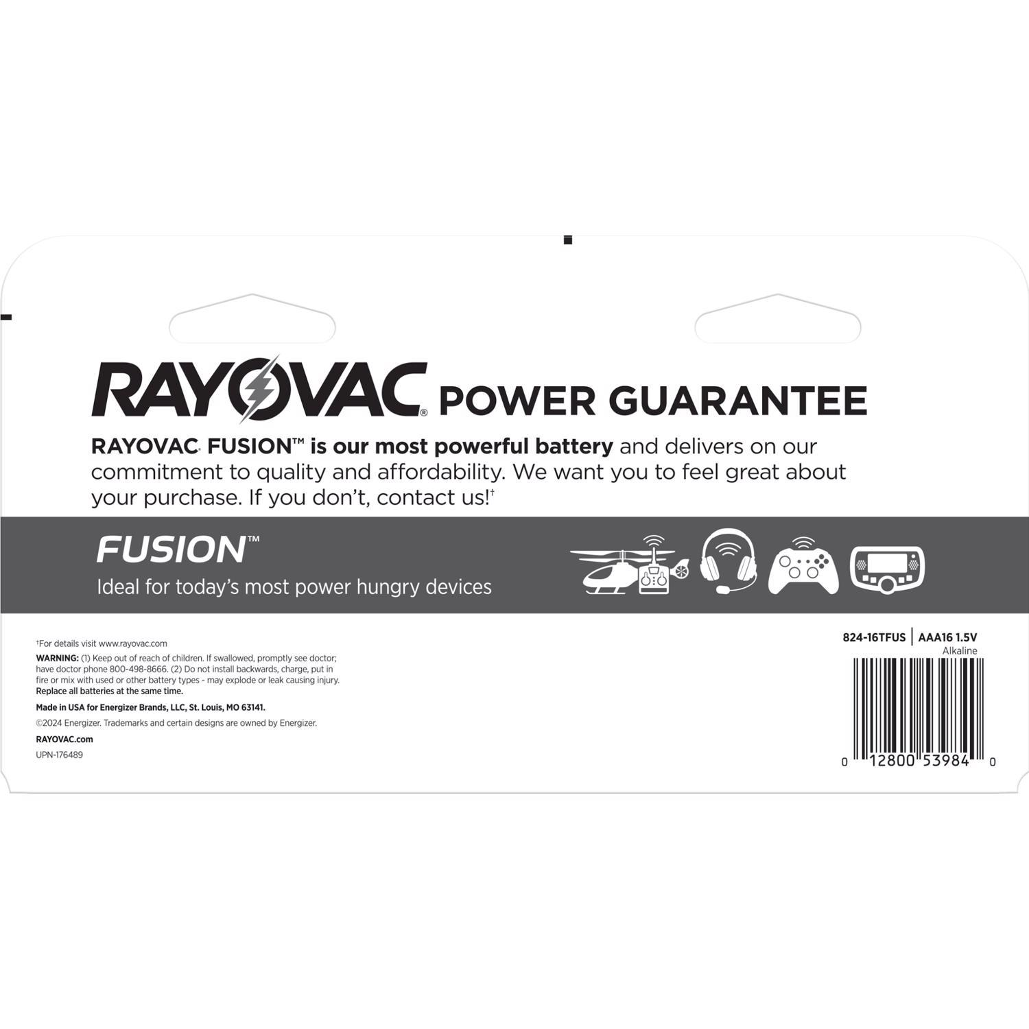 Rayovac Fusion AAA Alkaline Batteries 16 pk Carded