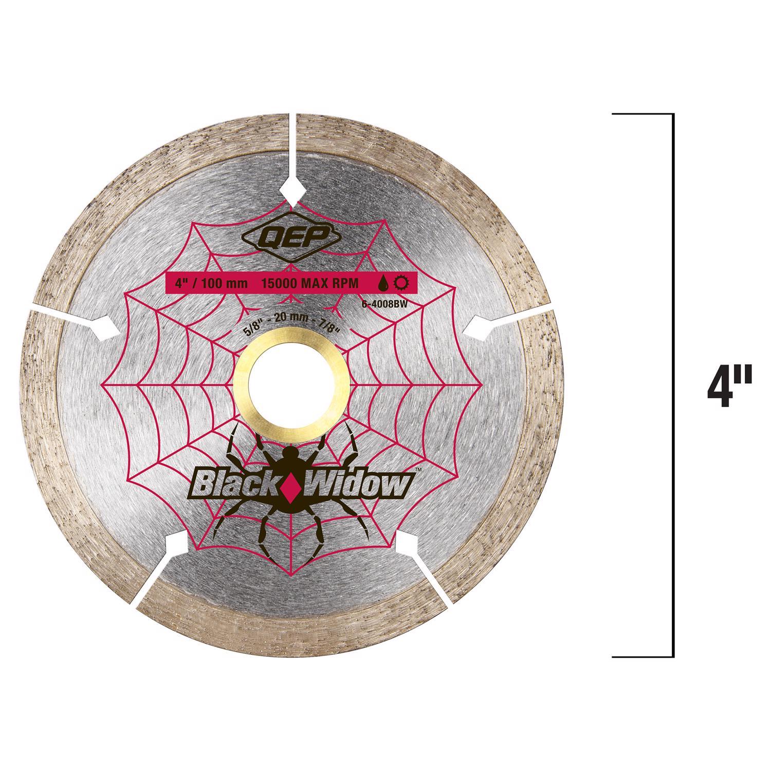 QEP Black Widow 4 in. D X 5/8-7/8 in. Micro-Segmented Steel Diamond Saw Blade 1 pk