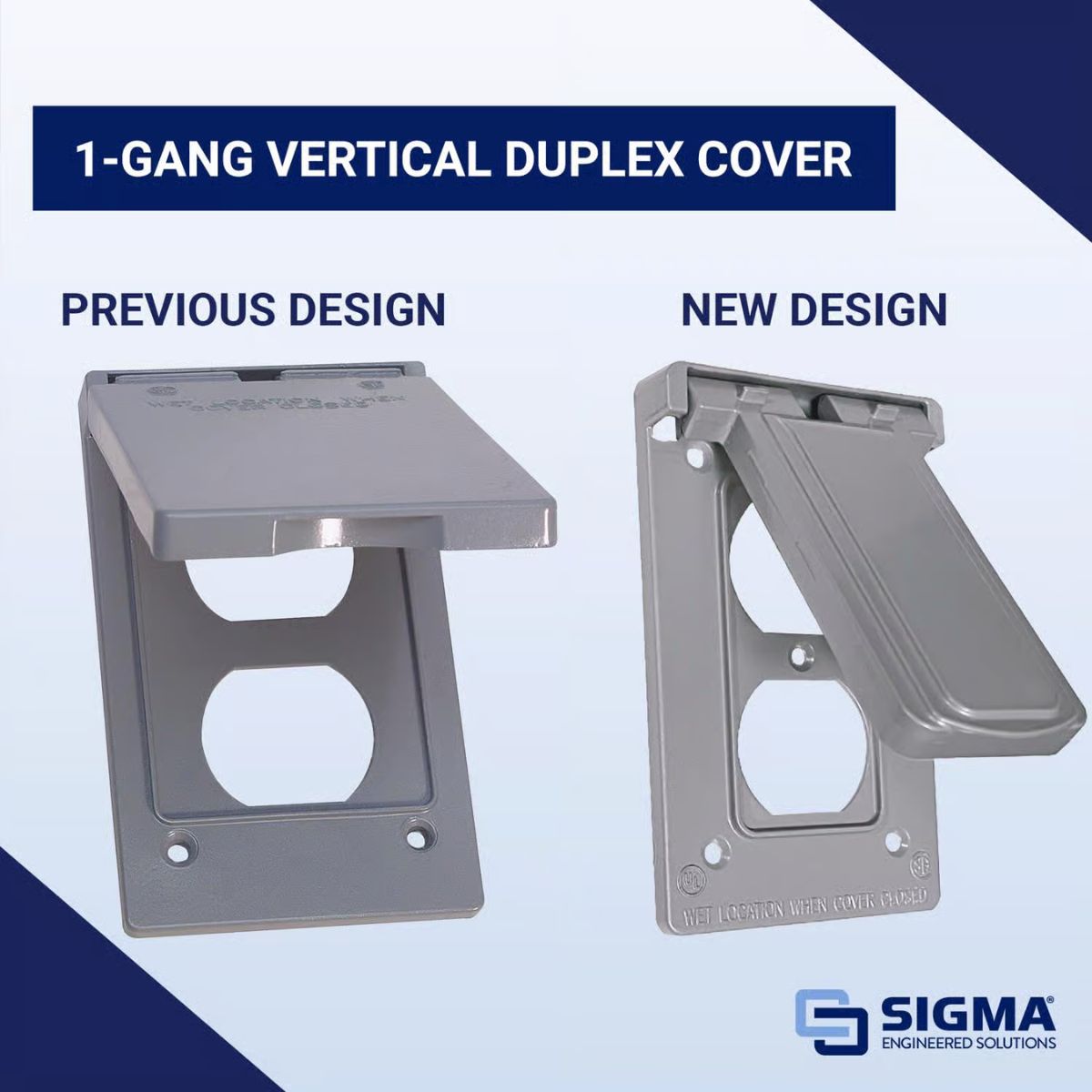 Sigma Engineered Solutions Rectangle Die-Cast Metal 1 gang 4.57 in. H x 2.83 in. W Vertical Duplex Cover