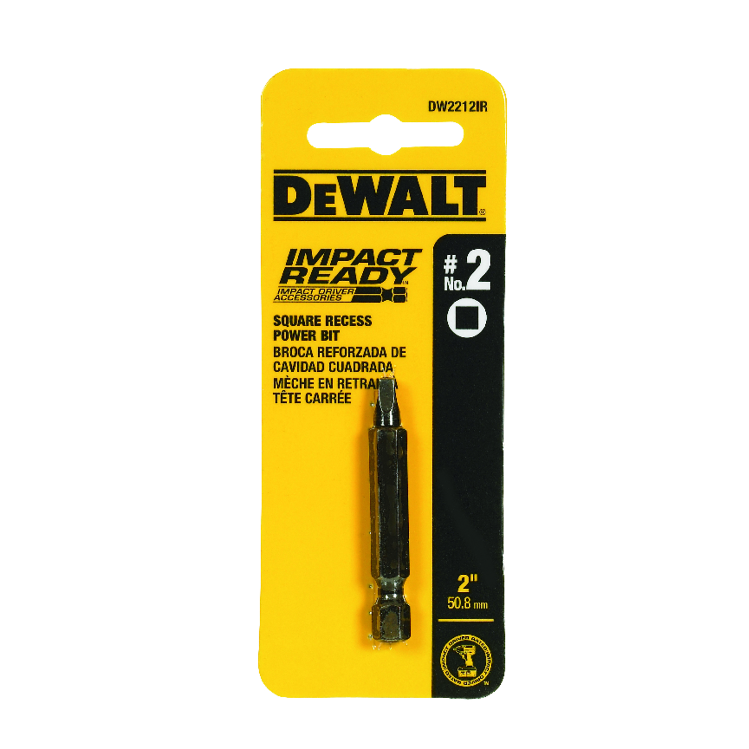 DeWalt FlexTorq Square #2 X 2 in. L Impact Power Bit Steel 1 pc