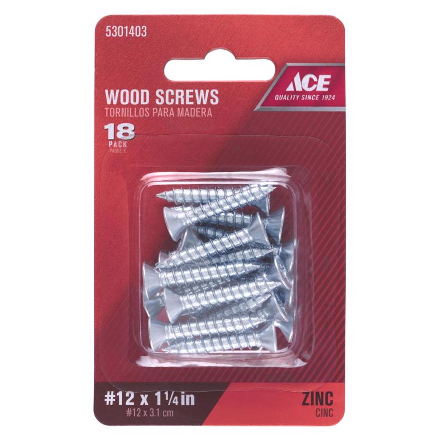 Ace No. 12 X 1-1/4 in. L Phillips Zinc-Plated Coarse Wood Screws 18 pk