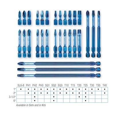 Spyder Mach-Blue PH2 1/4-in x 2-in Phillips Impact Driver Bit Set 15 -Piece