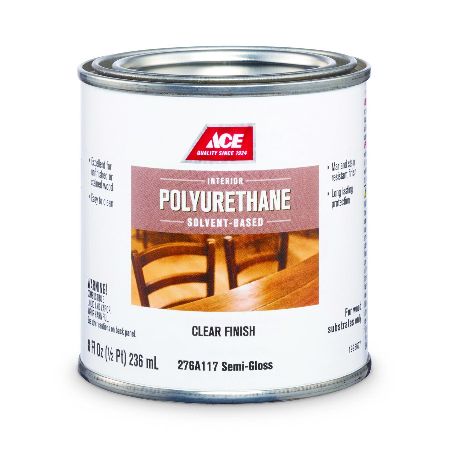 Ace Semi-Gloss Clear Solvent-Based Polyurethane 1/2 pt.