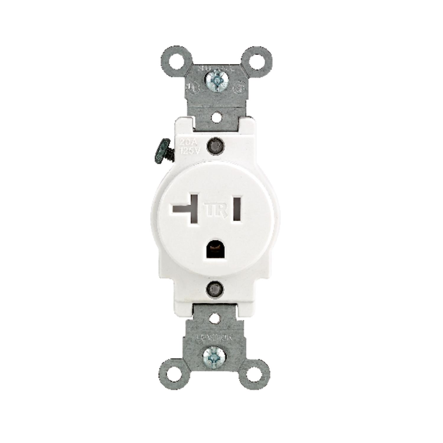 Leviton 20 amps 125 V Single White Outlet 5-20R 1 pk