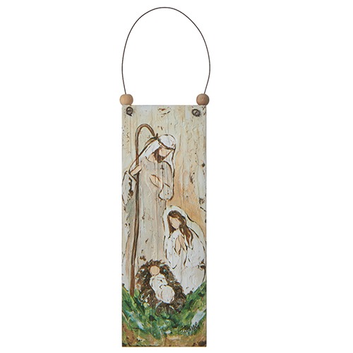 Raz Imports 7 in. HOLY FAMILY WOODEN ORNAMENT