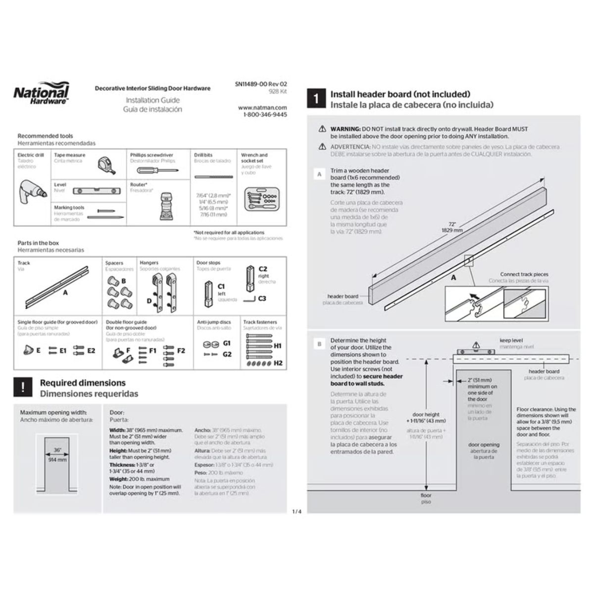 National Hardware 72 in. L Satin Nickel Silver Steel Barn Door Hanger Kit 1 Piece