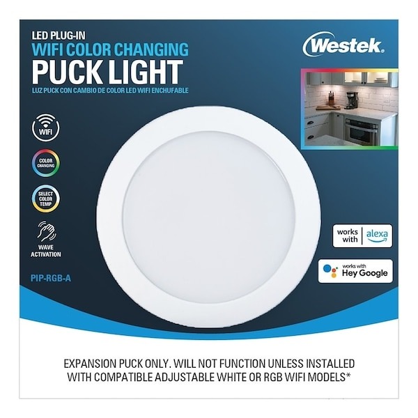 Westek WiFi Motion and RF Remote Controlled Puck Light, 120 V, 35 W, 3Lamp, LED Lamp, 300 Lumens