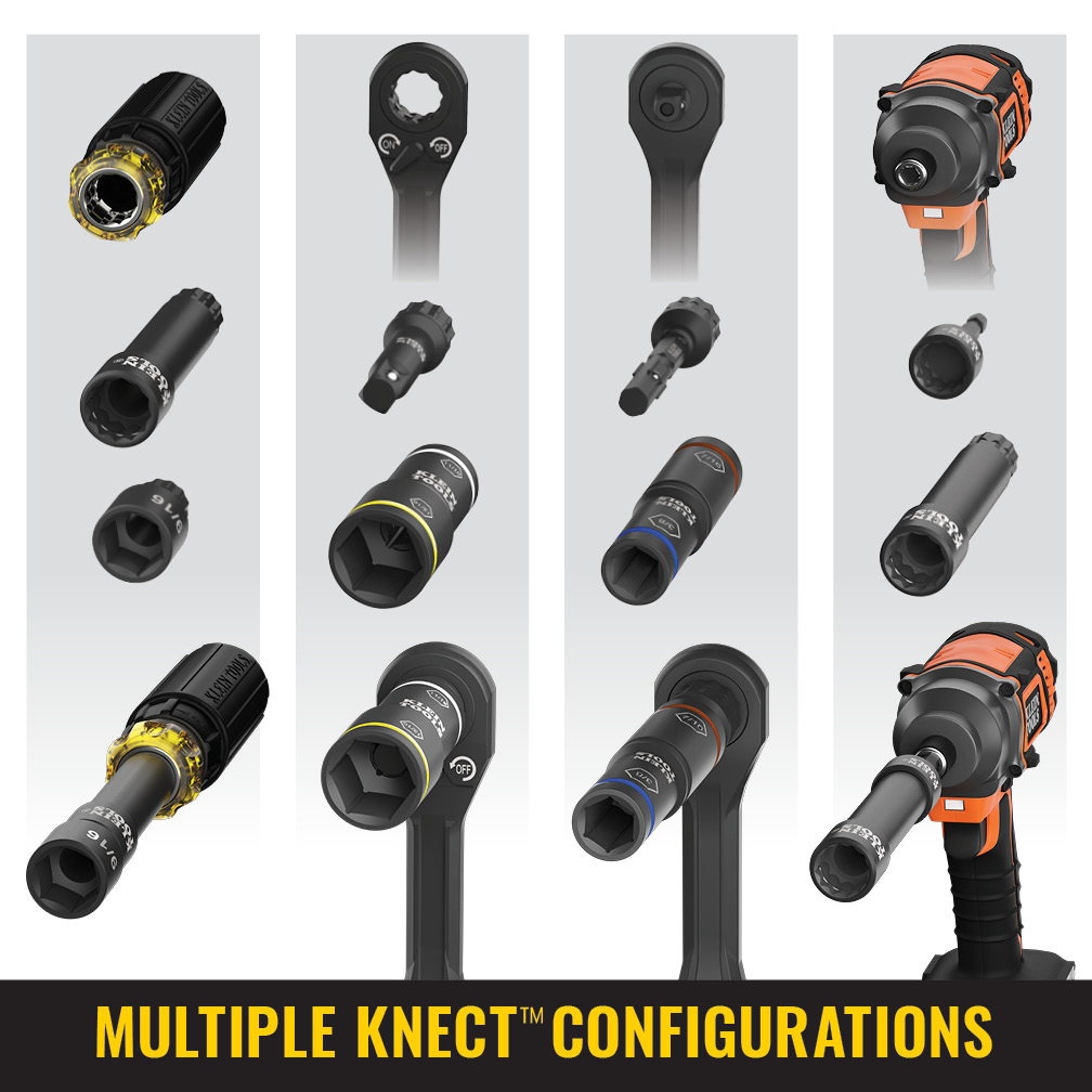 Klein KNECT 1/4-in. Drive Impact-Rated Pass Through Socket Set, 32-Piece