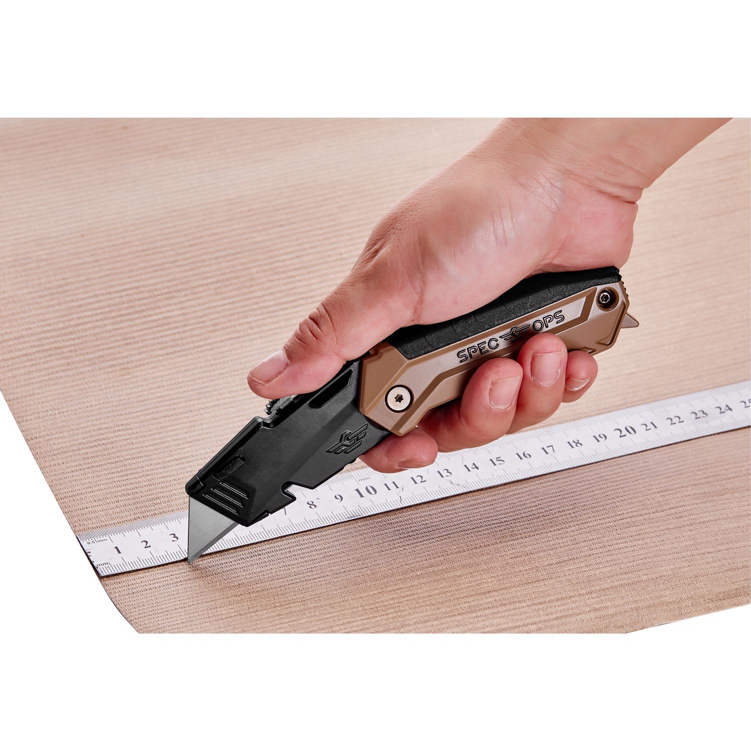 Spec Ops 6.25 in. Folding Utility Knife Black/Tan 1 pc