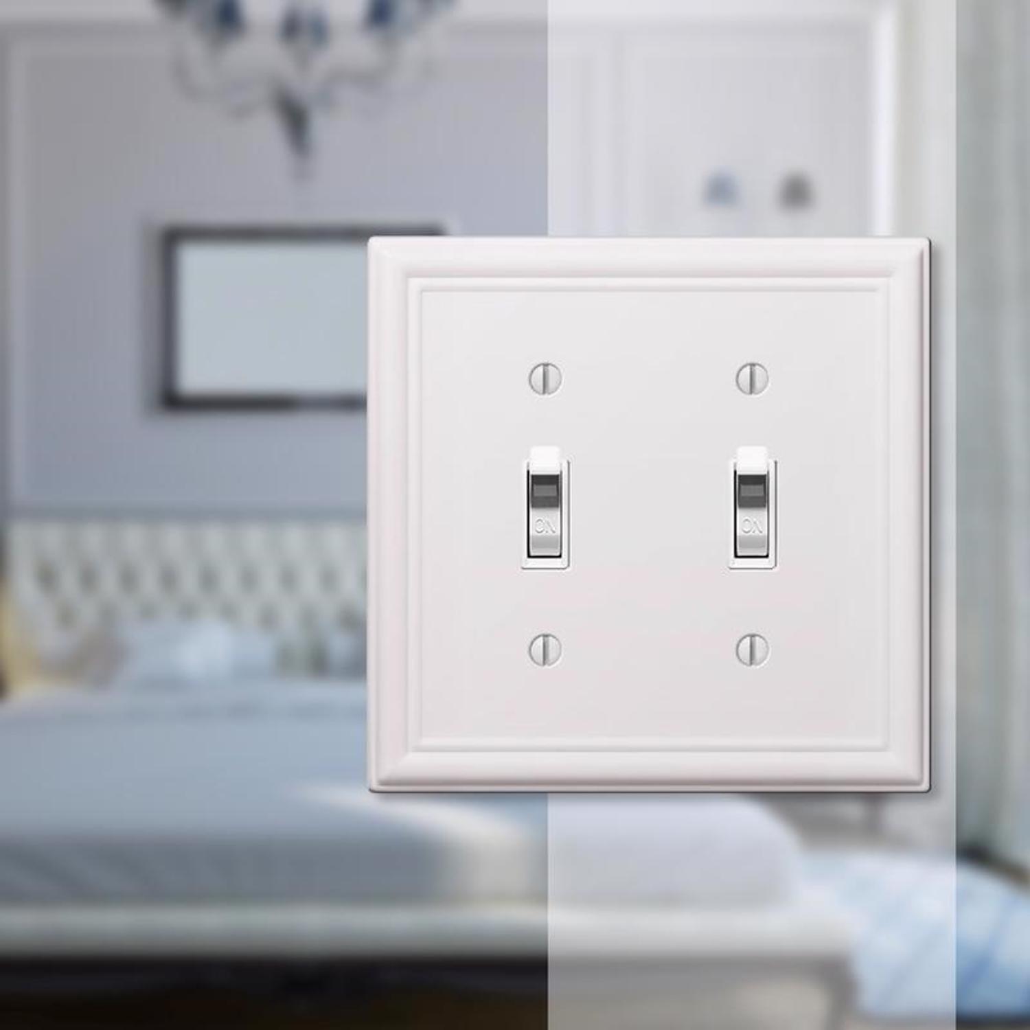 Amerelle Chelsea White 2 gang Stamped Steel Toggle Wall Plate 1 pk