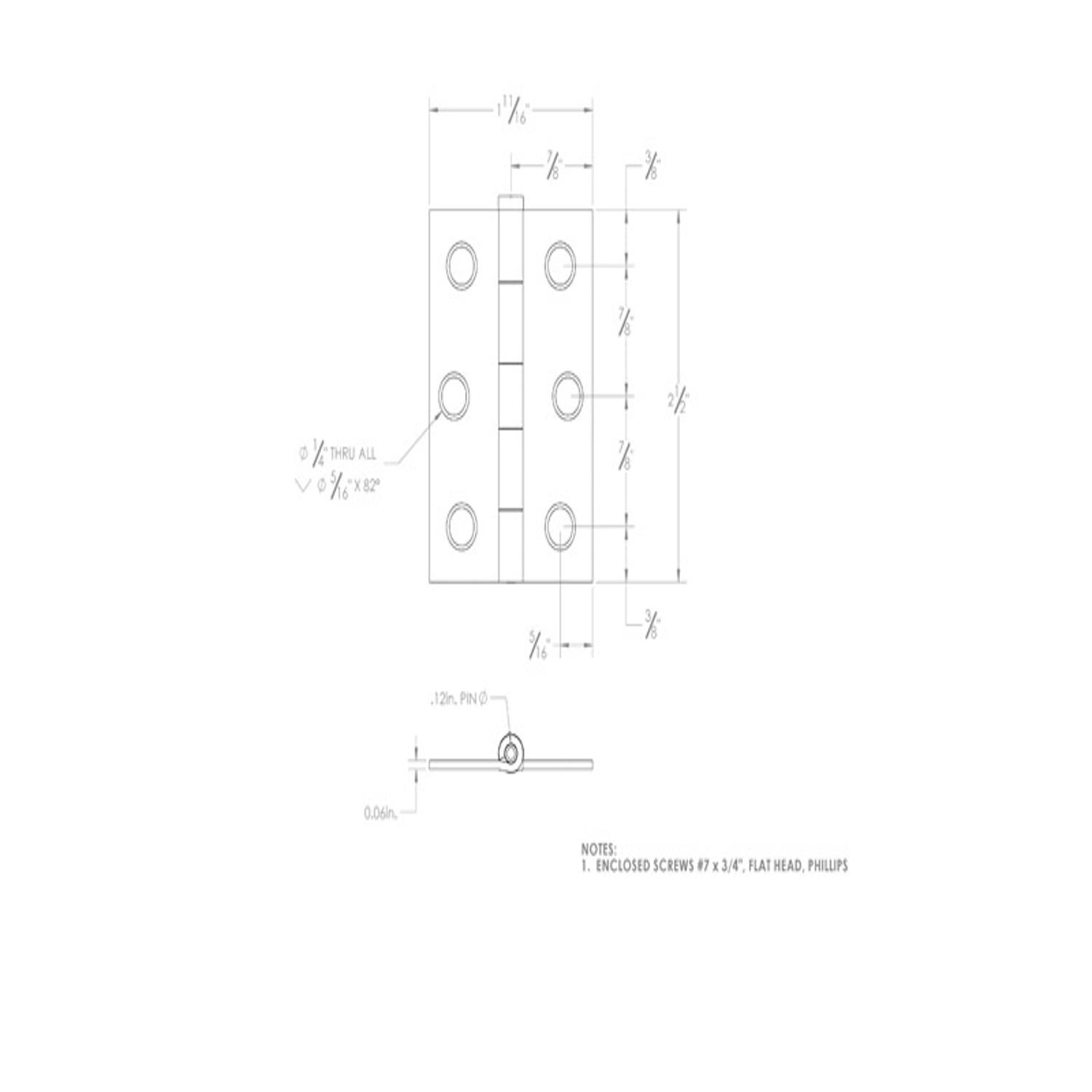 Ace 2-1/2 in. L Zinc-Plated Narrow Hinge 2 pk