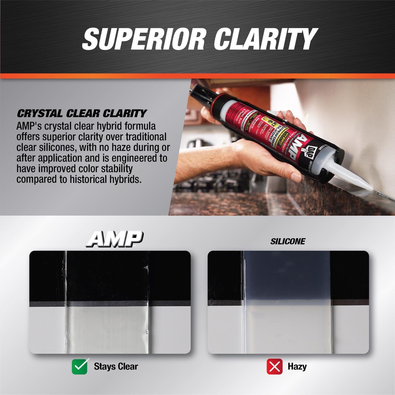DAP AMP Crystal Clear Polymer Advanced Hybrid Caulk Sealant 9 oz