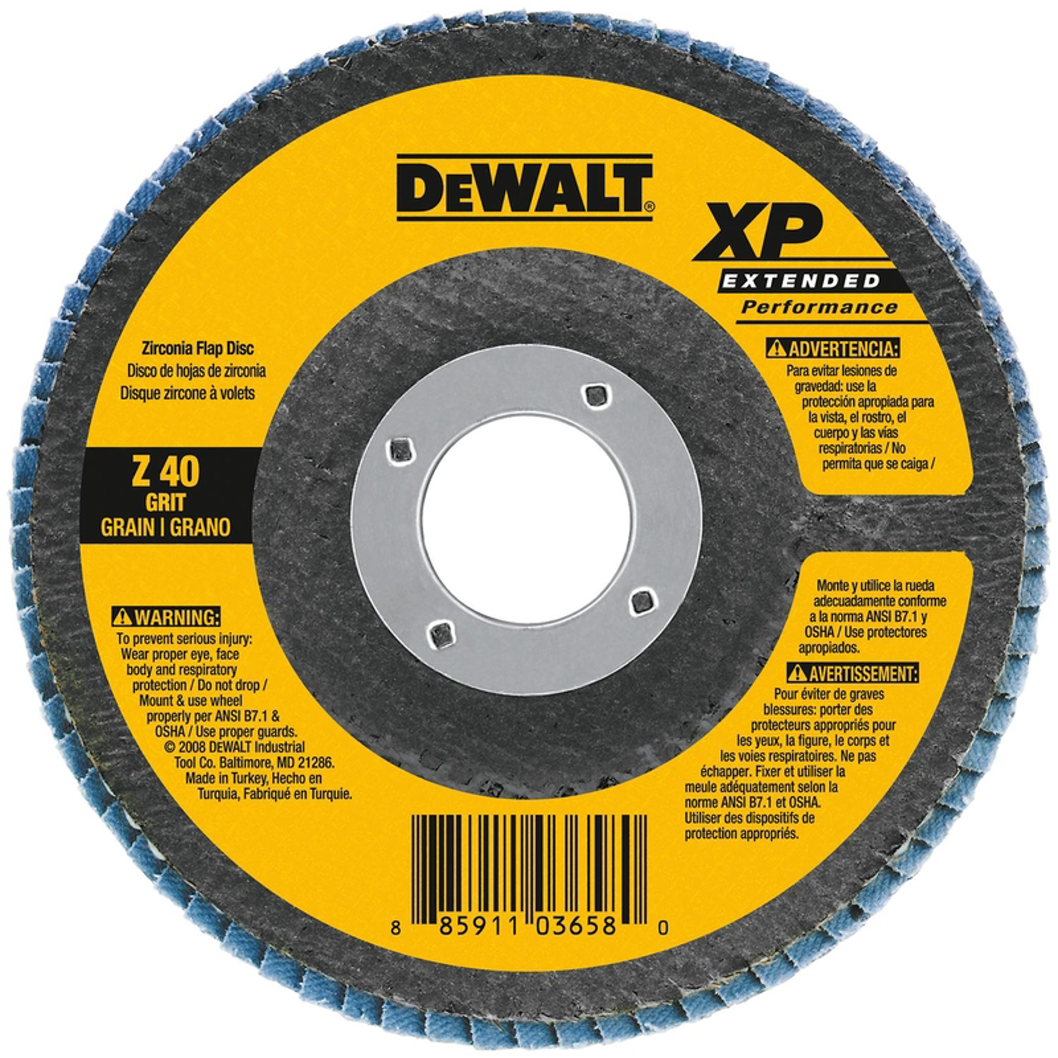 DeWalt Premium XP 4-1/2 in. D X 7/8 in. Zirconia Aluminum Oxide Flap Disc 60 Grit 1 pc