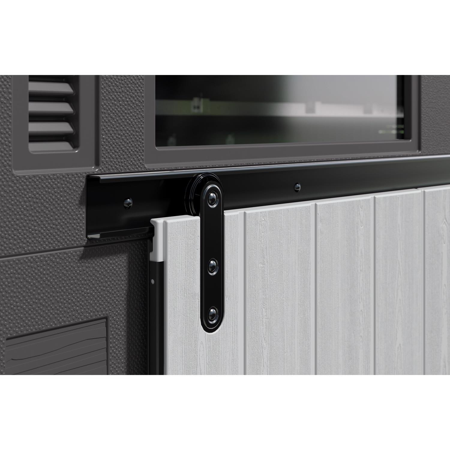 Suncast Modernist Barn Door 10 ft. x 7 ft. Resin Horizontal Barn Storage Shed with Floor Kit