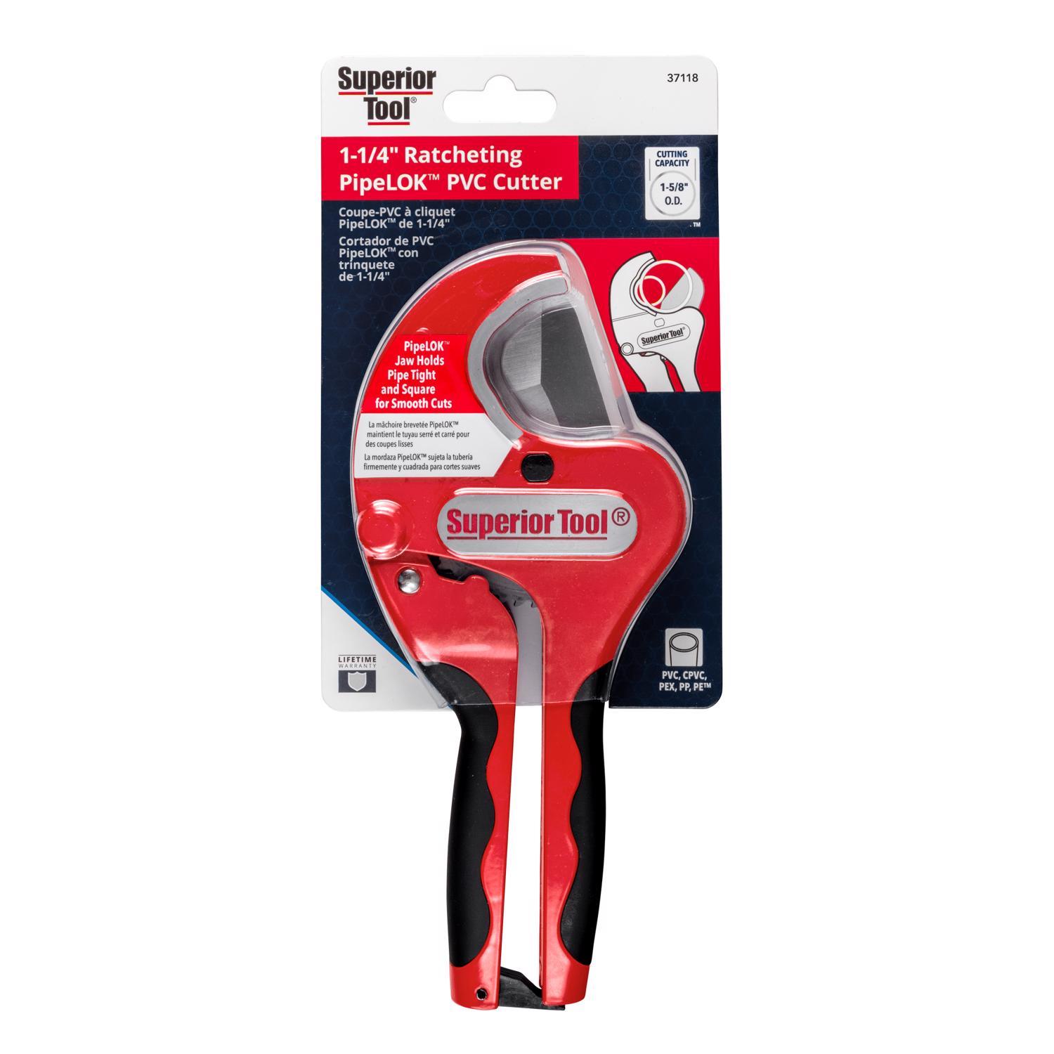 Superior Tool 1-5/8 in. Ratcheting Pipe Cutter 10 in. L Black/Red 1 pc