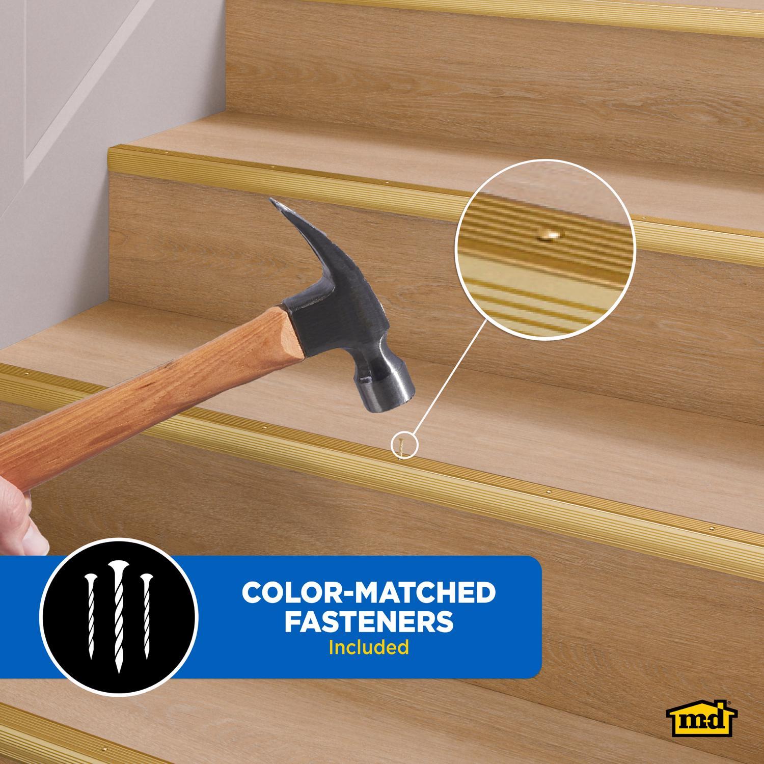 M-D Building Products 1.125 in. H X 1.125 in. W X 72 in. L Prefinished Satin Brass Aluminum Stair Ed
