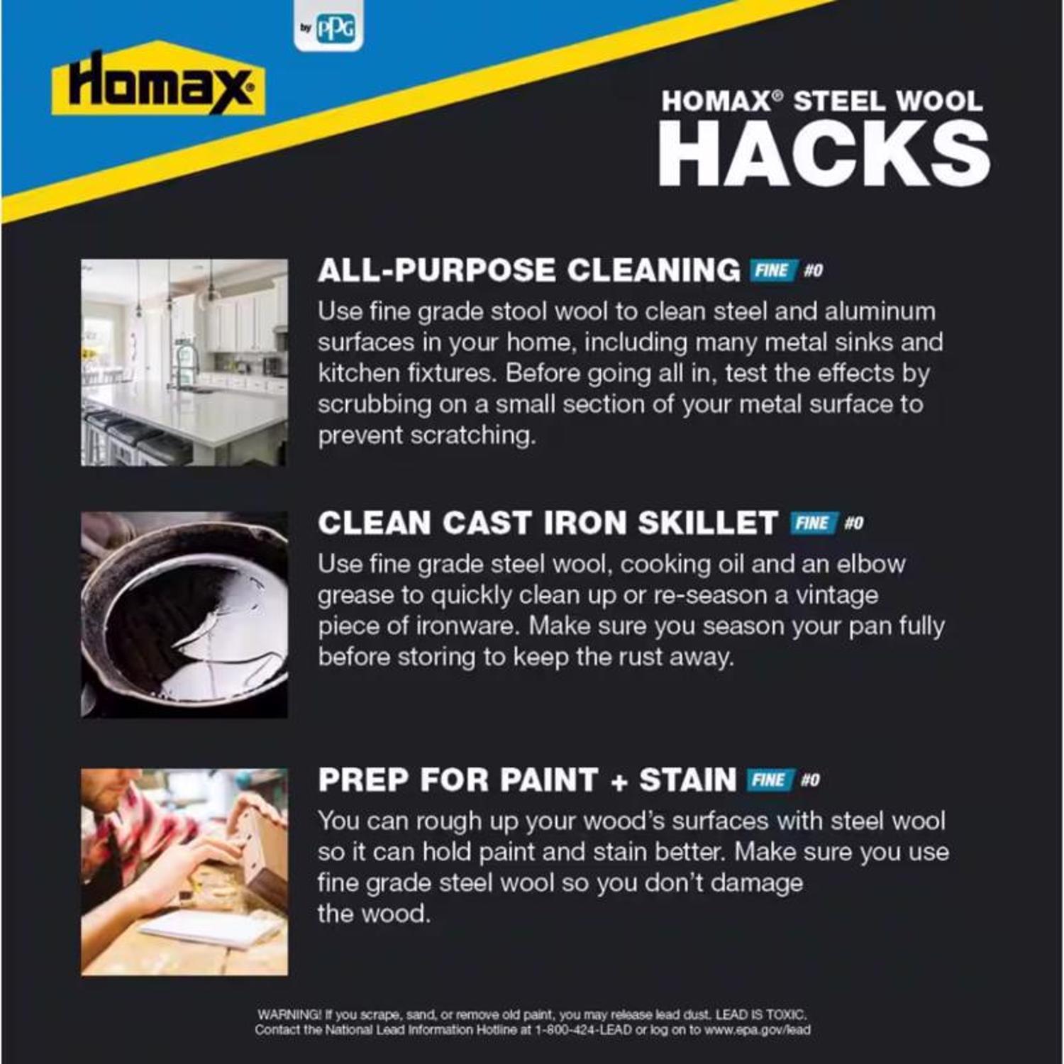 Rhodes American 4 Grade Extra Coarse Steel Wool Pad 12 pk