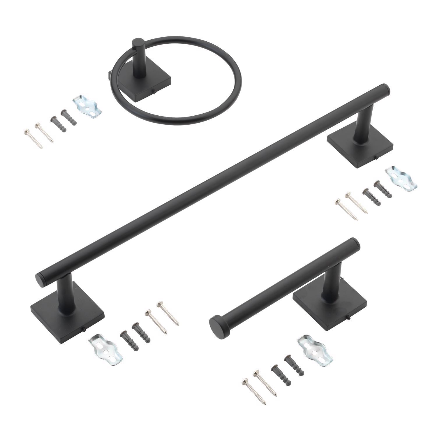 OakBrook Collection Matte Black Zinc Towel Bar Set