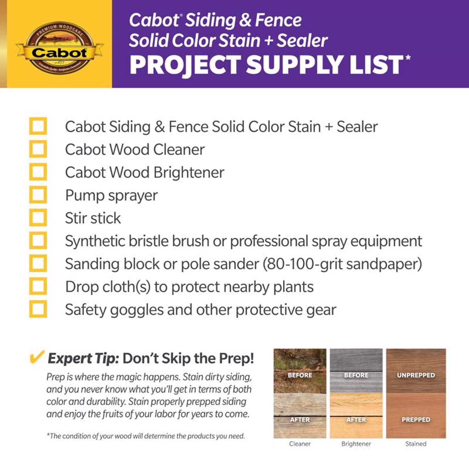 Cabot Siding & Fence Solid Tintable Ultra White Base Stain and Sealer 1 gal