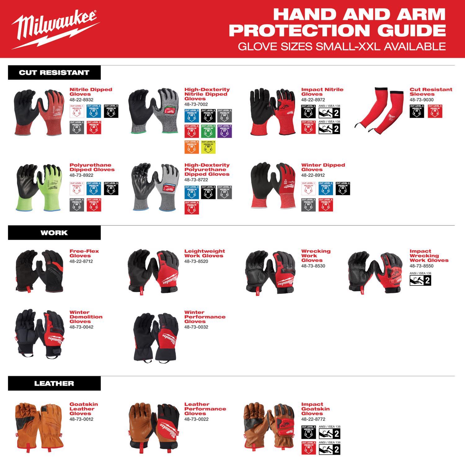 Milwaukee Smartswipe Men's Outdoor Dipped Dipped Gloves Black/Red L 1 each