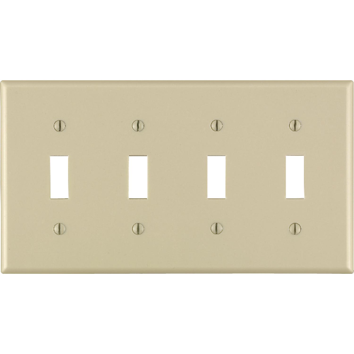Leviton Ivory 4 gang Thermoset Plastic Toggle Wall Plate 1 pk