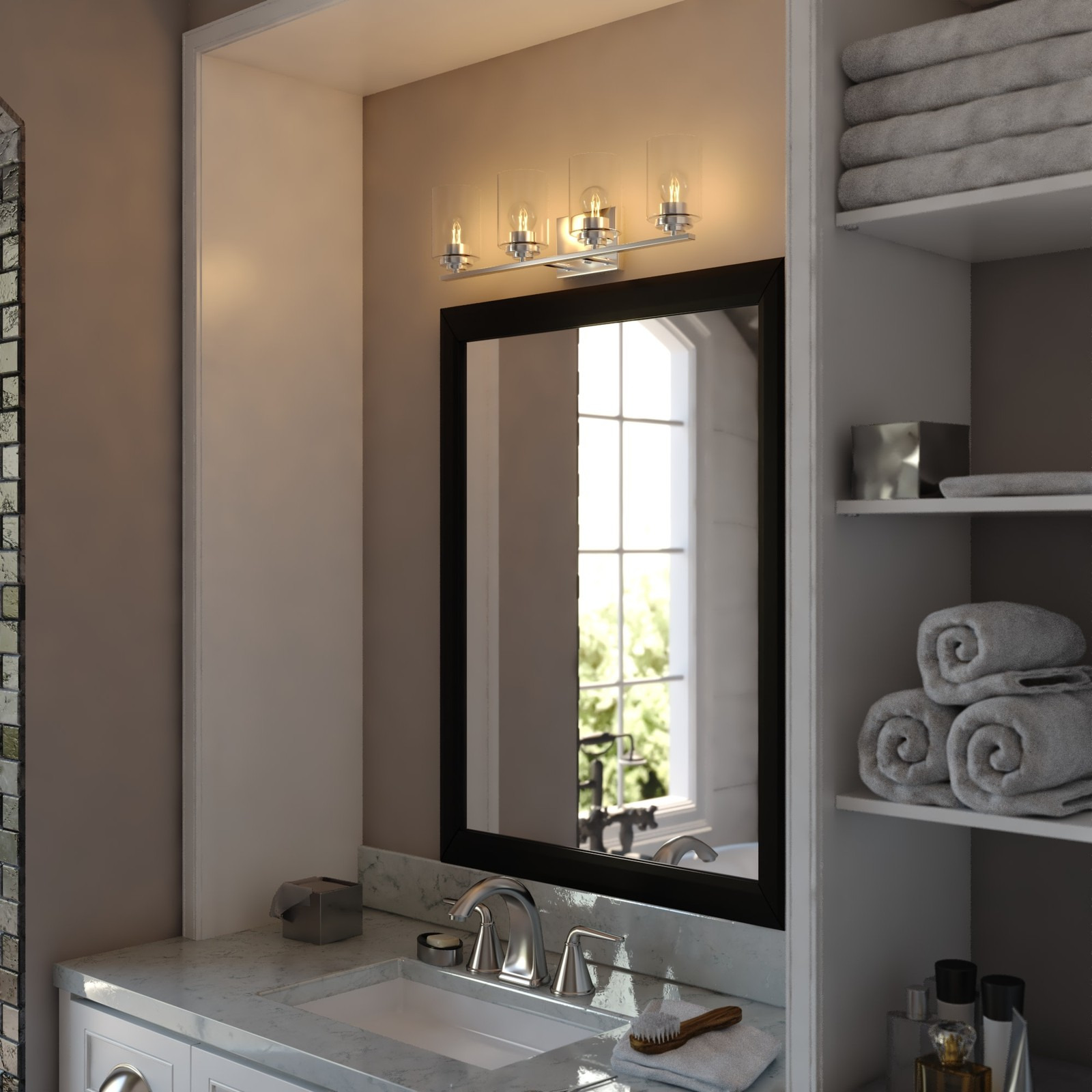 Vaxcel Lighting W0530 Park Ridge 4 Light 28 in.W Vanity Light - Nickel