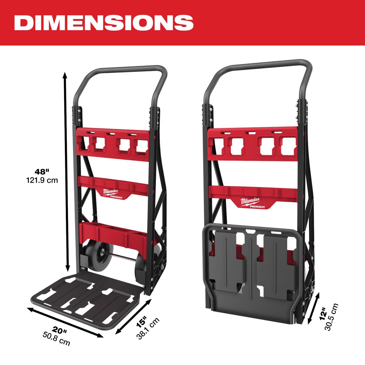 Milwaukee Packout 48 in. H X 20 in. W X 12 in. D Collapsible 2-Wheel Cart