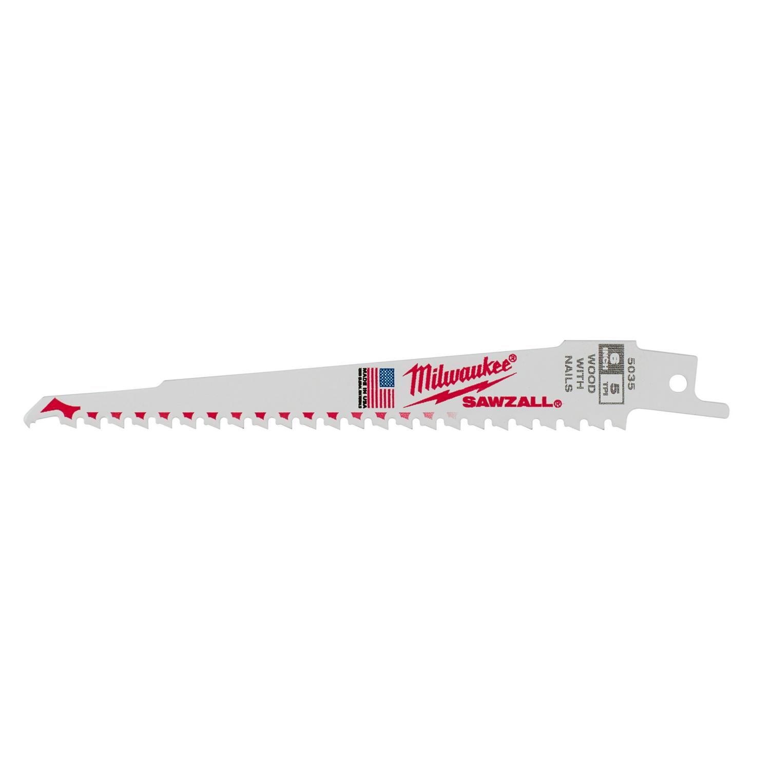 Milwaukee SAWZALL 6 in. Bi-Metal Reciprocating Saw Blade 5 TPI 1 pk