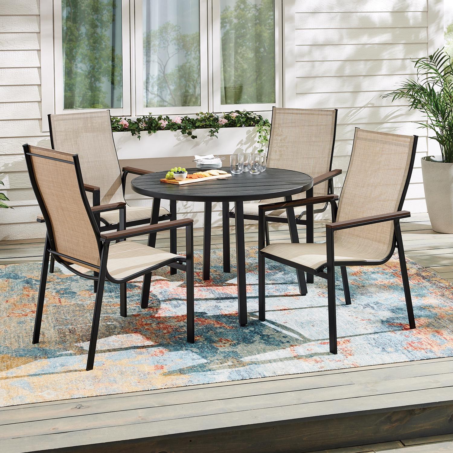 Living Accents Black Steel Frame Sling Chair Tan