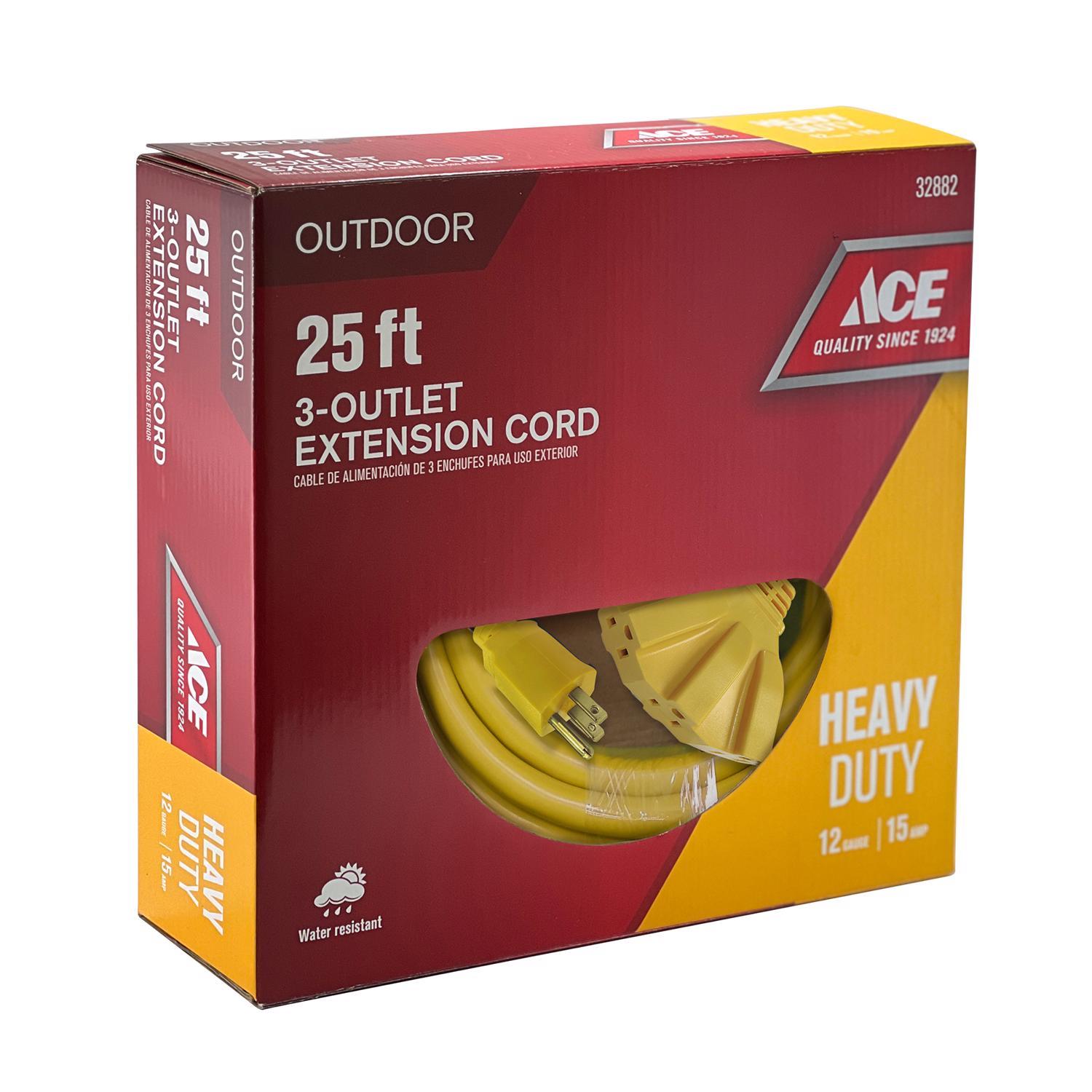 Ace Indoor or Outdoor 25 ft. L Orange Triple Outlet Cord 12/3 STW