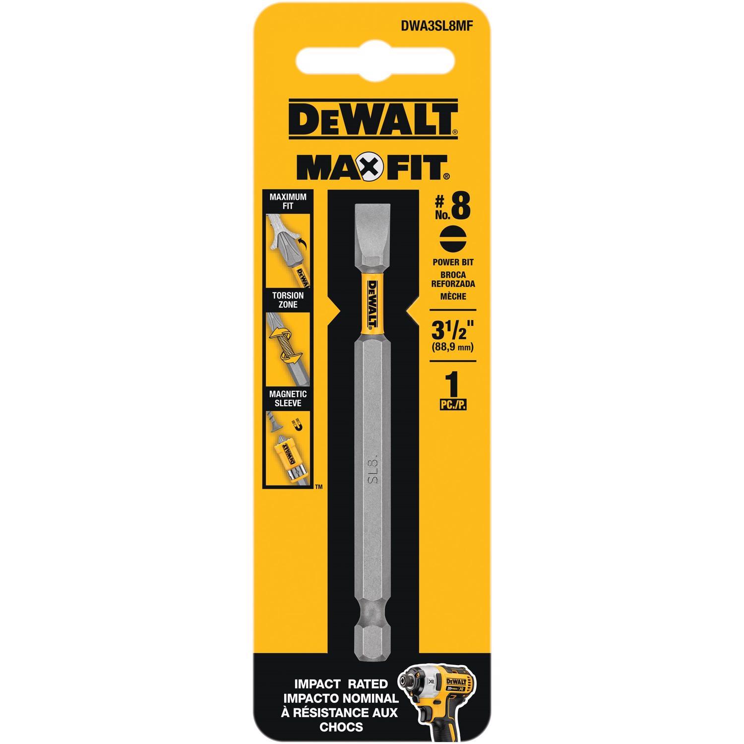 DEWALT Max Fit Slotted #8 X 3.5 in. L Screwdriver Bit Steel 1 pk