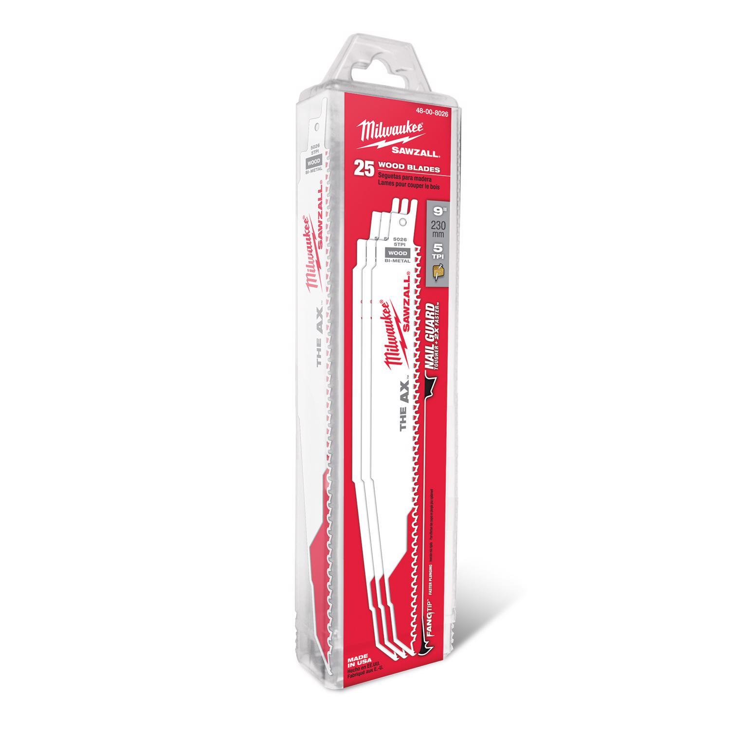 Milwaukee Ax 9 in. Bi-Metal Blade Set 5 TPI 25 pc