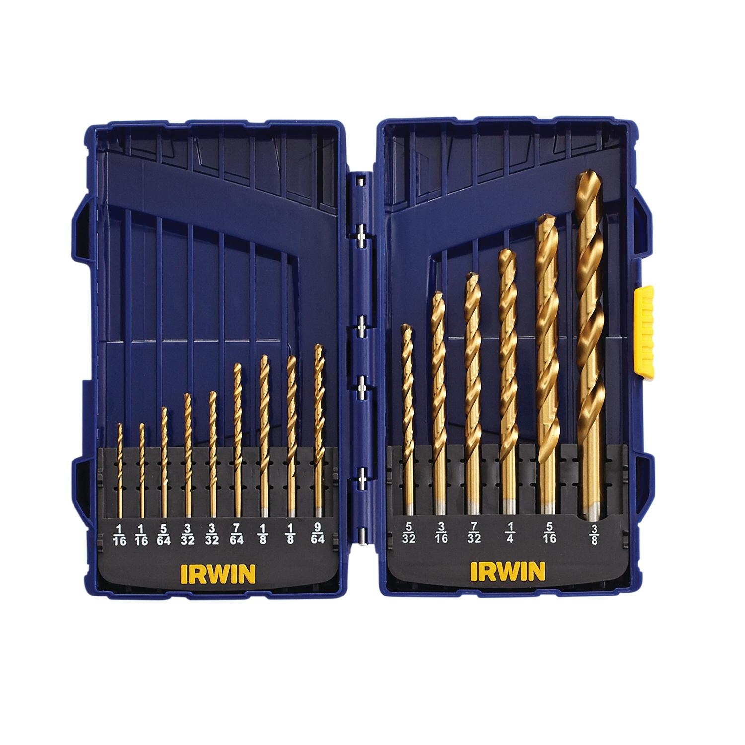 Irwin High Speed Steel Drill Bit Set Straight Shank 15 pc