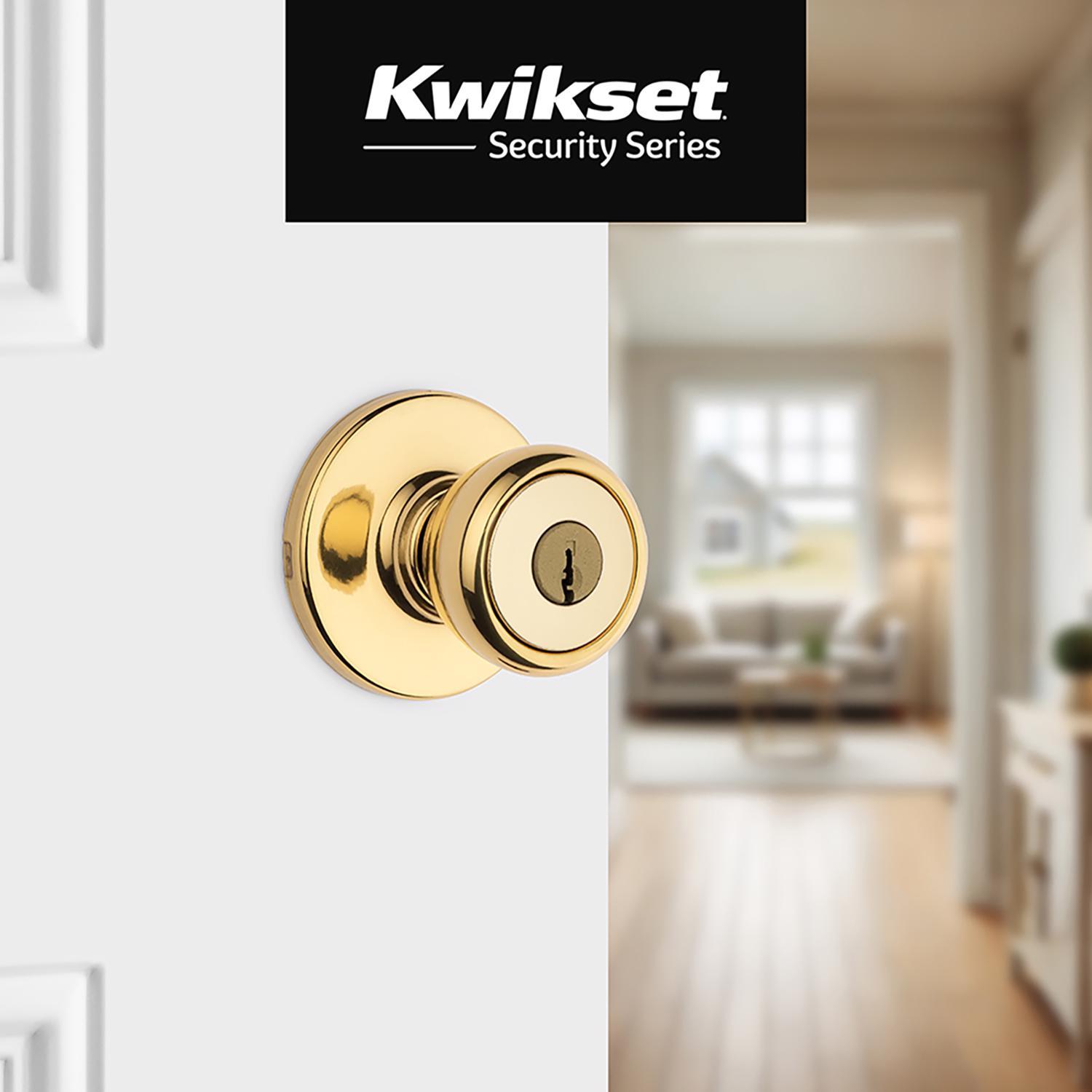 Kwikset Tylo Polished Brass Entry Knobs 1-3/4 in.