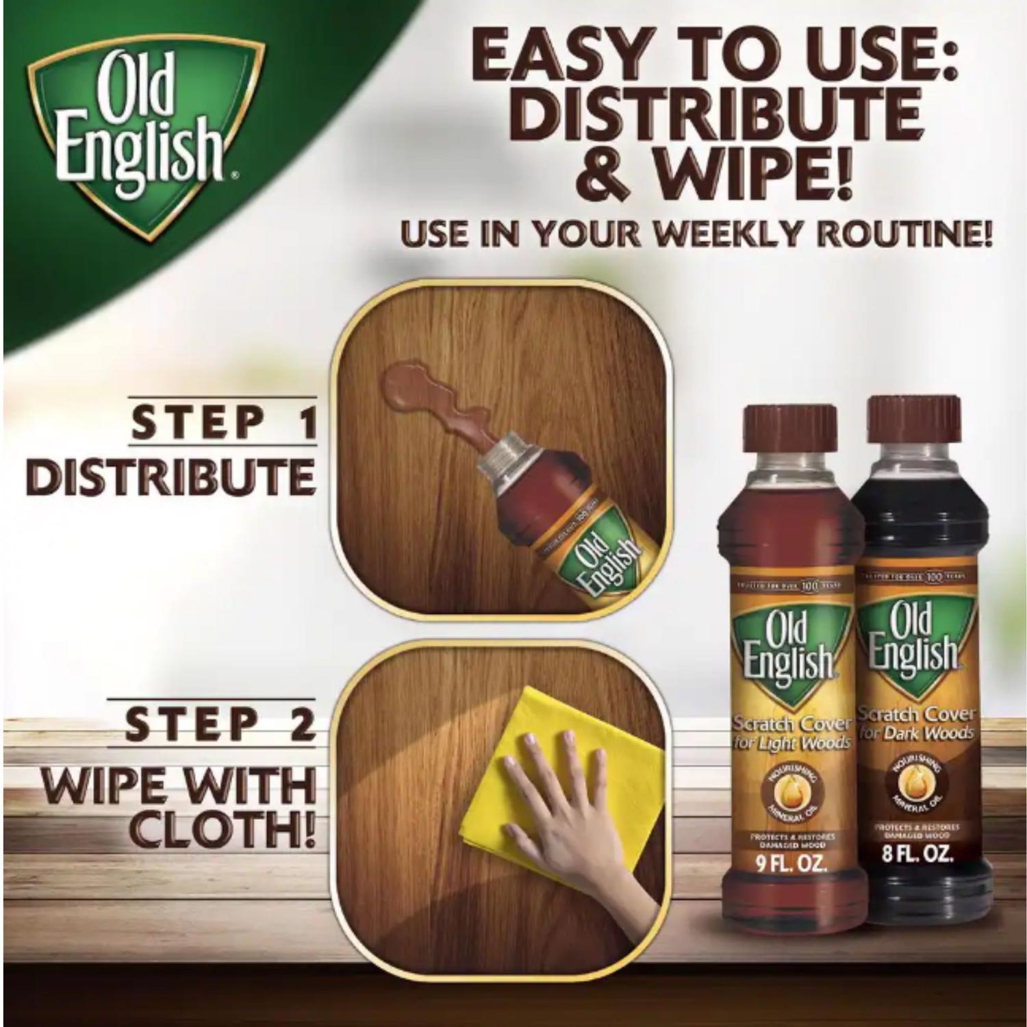 Old English No Scent Scratch Cover Polish Dark Wood 8 oz Liquid