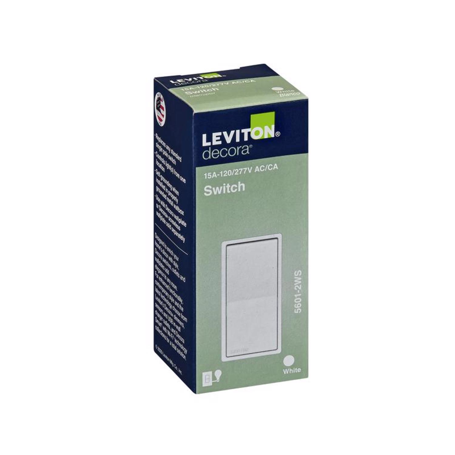 Leviton Decora 15 amps Single Pole Rocker Switch White 1 pk