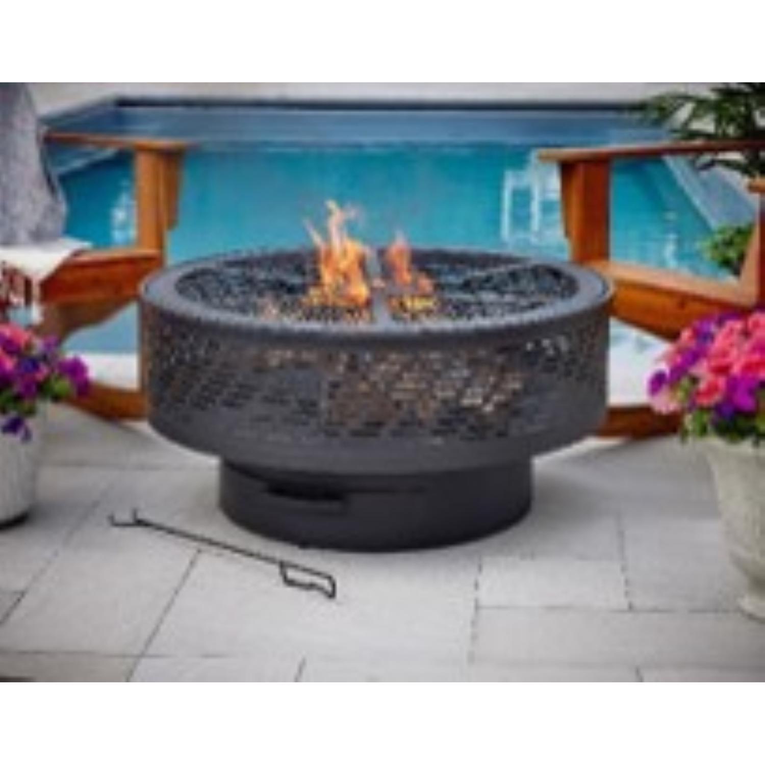 Living Accents 35 in. W Steel Round Wood Fire Pit