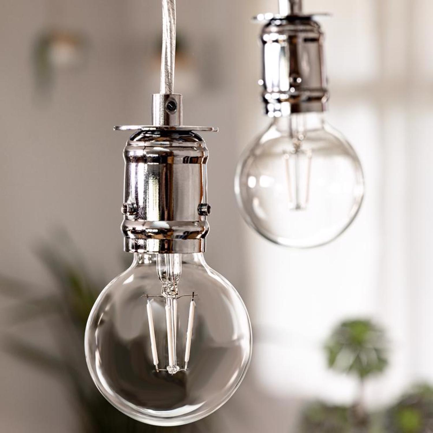 Feit White Filament G16.5 E12 (Candelabra) Filament LED Bulb Soft White 60 Watt Equivalence 2 pk