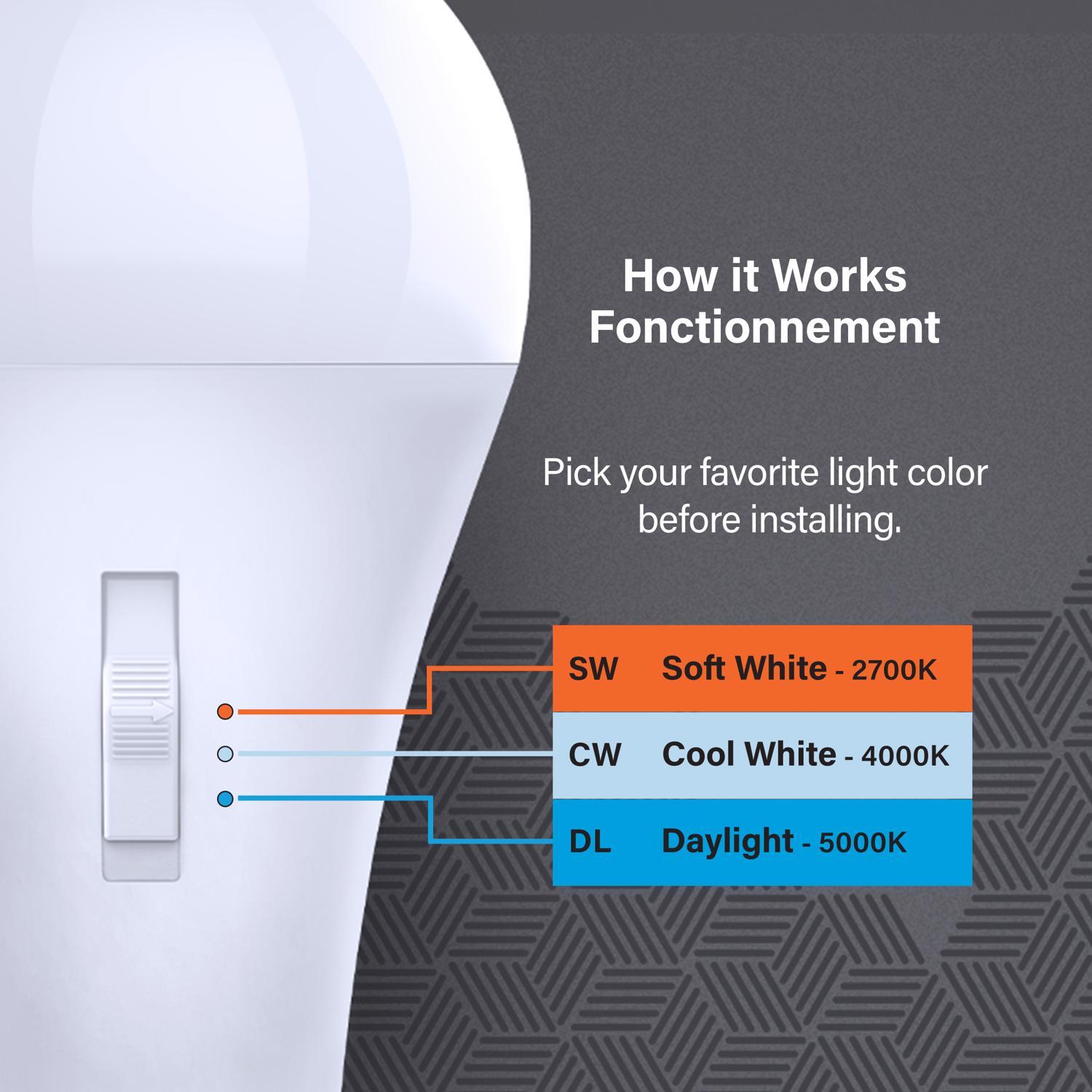 Feit A23 E26 (Medium) LED Bulb Adjustable White 300 Watt Equivalence 1 pk