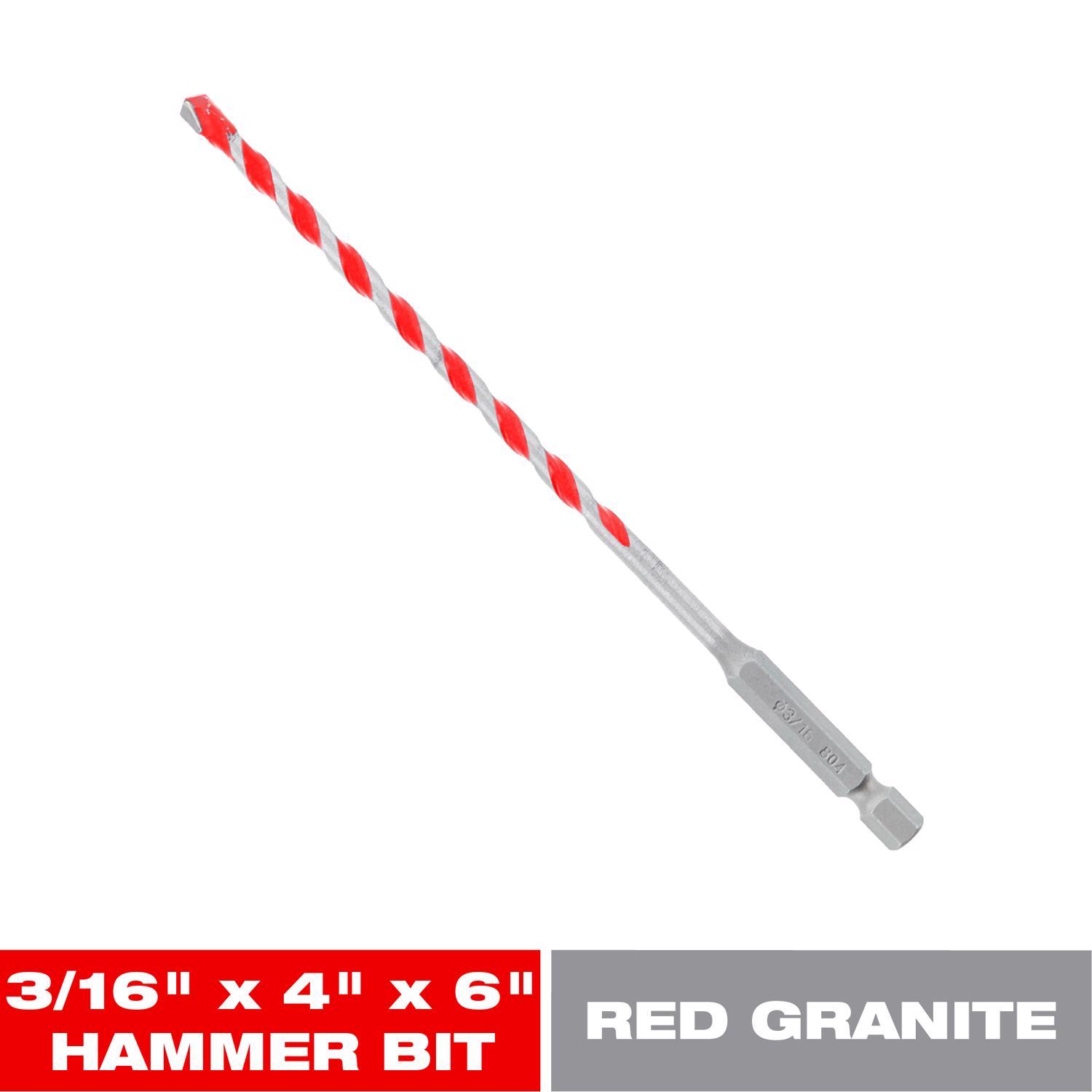Diablo SPEEDemon 3/16 in. X 6 in. L Carbide Tipped Red Granite Hammer Drill Bit Hex Shank 1 pk