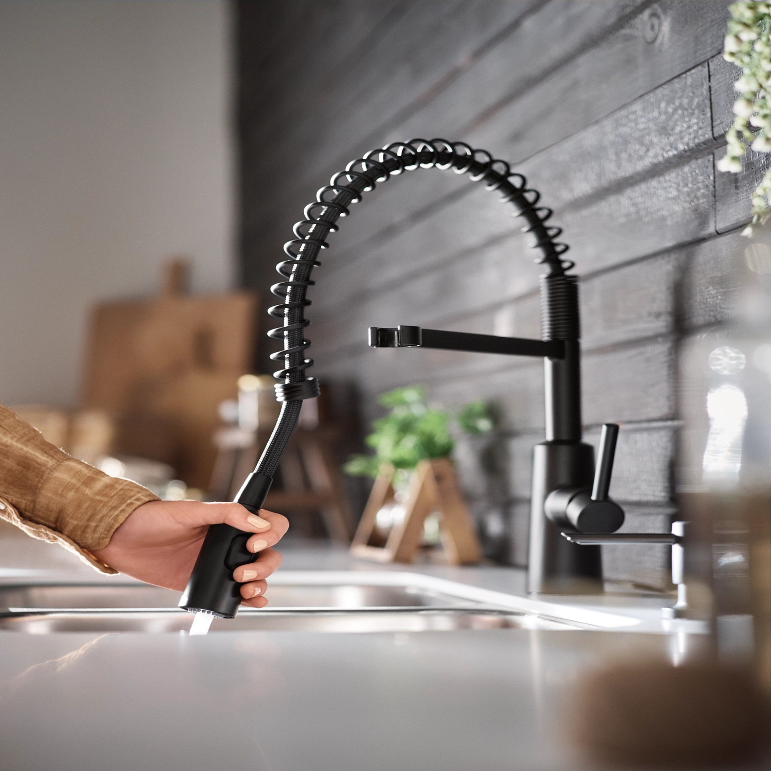Moen Nori One Handle Matte Black Kitchen Faucet Stine Home + Yard