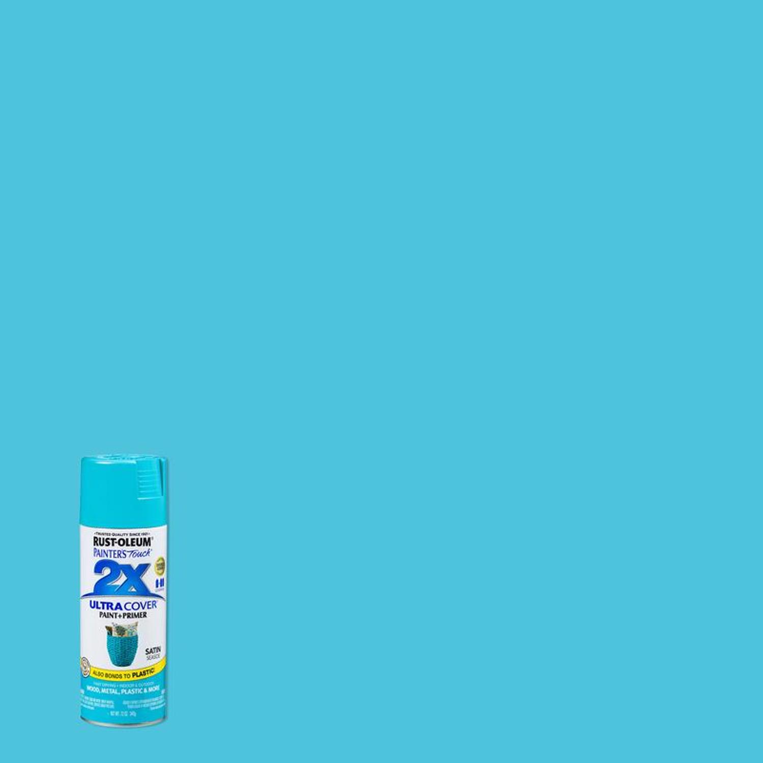 Rust-Oleum Painter's Touch 2X Ultra Cover Satin Seaside Paint+Primer Spray Paint 12 oz