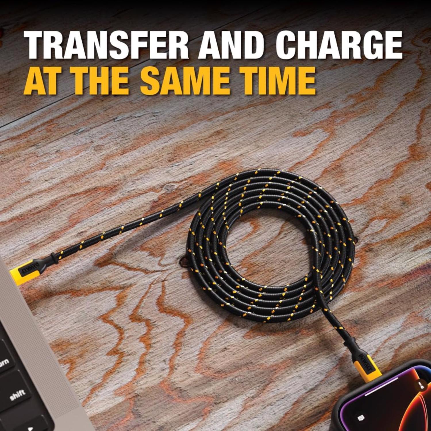 DeWalt Lightning to USB-C Cable 4 ft. Black/Yellow