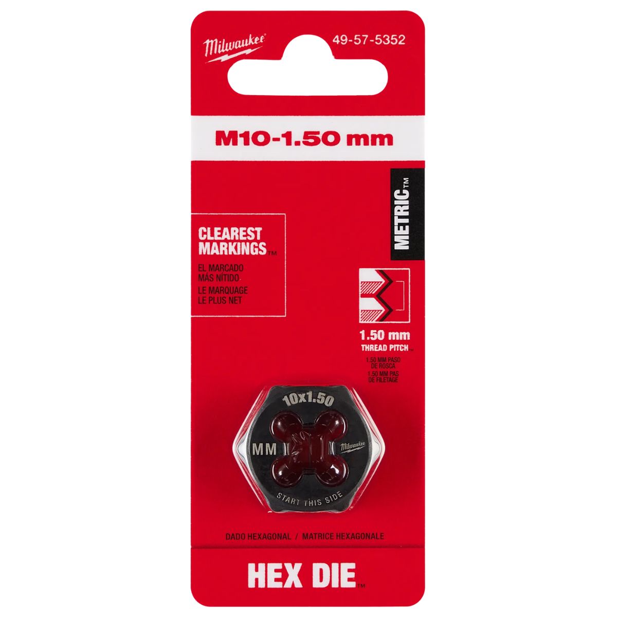 Milwaukee M10-1.50 mm 1 in. Hex Threading Die