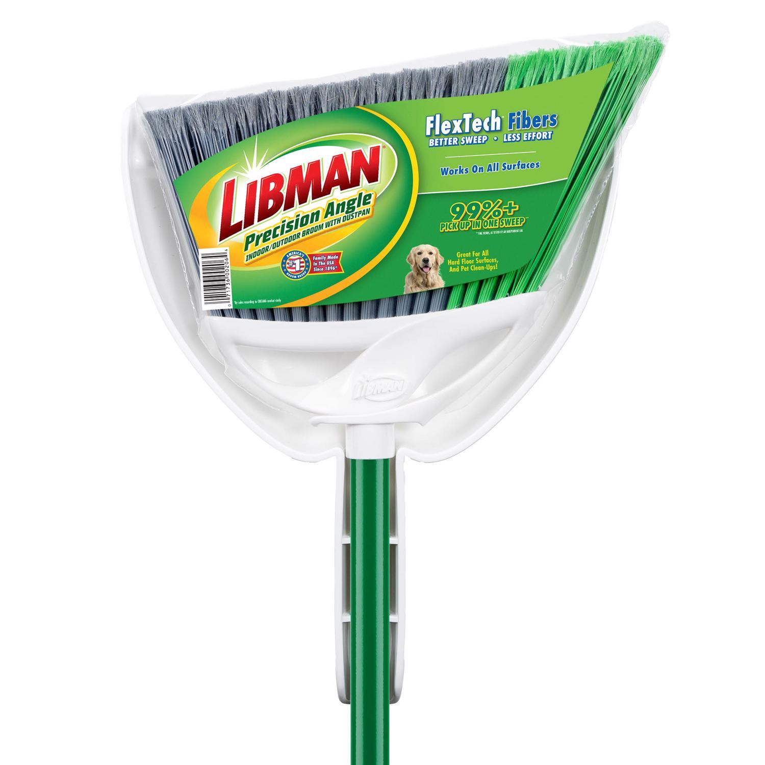 Libman Precision Angle 11 in. W Stiff Recycled Plastic Broom with Dustpan